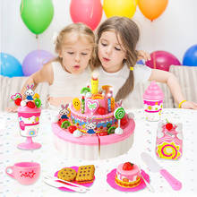 44-103 pçs diy bolo de corte de frutas fingir jogar cozinha brinquedo de comida conjunto de brinquedos de festa de aniversário rosa azul brinquedos educativos para o presente das crianças 2024 - compre barato