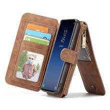 CaseMe Магнитный кожаный чехол для Samsung Galaxy S20 Ultra S10 S10E S9 S8 Plus S7 Edge Note 20 10 9 8 чехол-кошелек на молнии с отделением для карт 2024 - купить недорого