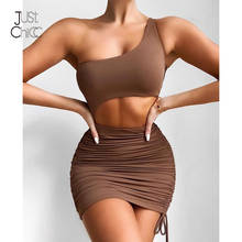 Justchicc-Vestido corto ajustado con agujeros para mujer, minivestido Sexy con Espalda descubierta, fruncido, un hombro al descubierto, fiesta de verano para 2021 2024 - compra barato