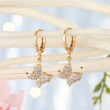1Pair Cute Rhinestone Hollow Star Butterfly Hoop Earrings For Women Shiny Crystal Round Geometric Small Stud Earrings Jewelry 2024 - buy cheap