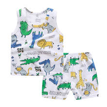 Conjunto infantil de verão para meninos, camiseta e short de algodão sem mangas para recém-nascidos, 2 peças 2024 - compre barato