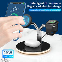 Magnetic 3 in 1 Wireless Charger Stand for iphone 13 12 series Airpod Apple Watch 6 Wireless Chargers Fast Charging Night Light 2024 - buy cheap