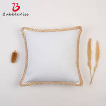 Capa de almofada em cor sólida, capa quadrada de travesseiro em linho estilo nórdico, branco e simples 2024 - compre barato