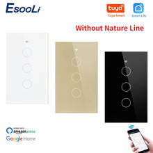 Esooli painel de vidro 3 gang 1 vias eua padrão wi fi interruptor toque tuya controle app wifi automação inteligente sem fio única linha fogo