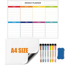 Magnetic Weekly Planner Calendar 2021 Refrigerator Stickers Soft Whiteboard for Wall Kids Message Drawing Memo Erasable Markers 2024 - buy cheap