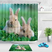 Home Decor Cute Animal Shower Curtains Spring Green Grass Rabbit Polyester Fabric Waterproof Bathroom Shower Curtain With Hooks 2024 - buy cheap