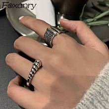 Foxanry anel de prata esterlina 925, anéis de dedo minimalistas com nó geométricos torção criativa e presentes para mulheres 2024 - compre barato