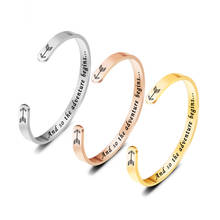 Fashion Stainless Steel C Shape Opening Letter Cuff Bangle Lettering And so the adventure begins Bracelet for Men and Women 2024 - buy cheap