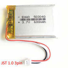 3.7V 600mAh Lipo Rechargeable battery with JST 1.0mm 3 pin connector Lithium Polymer For Mp3 DVD Camera GPS bluetooth 503040 2024 - buy cheap