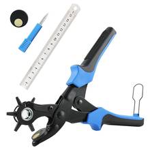 Leather Hole Punch, Heavy Duty Revolving Punch Plier Tool with 2 Extra Punch Plates and Ruler, Multi Sized Puncher for Belts, Cr 2024 - buy cheap