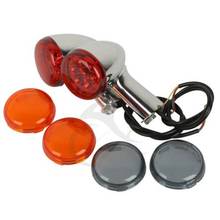 Motorcycle 3 Color Lens Black/Chrome Rear Amber LED Turn Signal Light+Long Bracket For Harley XL 883 XL 1200 92-16 15 14 13 12 2024 - buy cheap