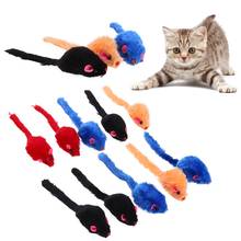 Mini ratinhos falsos de brinquedo para gatos, ratinhos de pelúcia engraçados com penas de pelúcia colorida para gatos, mini ratinhos de brinquedo para gatos com 10 peças 2024 - compre barato