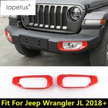 Moldura para luces antiniebla delanteras para Jeep Wrangler JL 2018 2019 2020, moldura para luz, moldura, cubierta = embellecedor rojo/mate/accesorios de fibra de carbono 2024 - compra barato