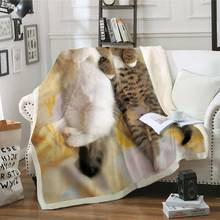 Флисовое одеяло для детей, тонкое покрывало с 3D рисунками кошек и животных, желтое пушистое покрывало для кровати, милый кот, Прямая поставк... 2024 - купить недорого