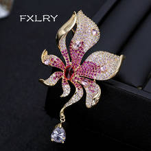 FXLRY Exaggerated female cubic zirconia shining flower brooch simple personality set with zircon accessories brooch jewelry 2024 - buy cheap