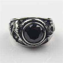 Anillo de acero inoxidable para hombre, joya negra con gema de cristal, serpiente, 316L 2024 - compra barato