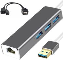 3 HUB USB Ethernet LAN + adaptador de cable OTG USB para palo de fuego 2ND GEN o fuego TV3 2024 - compra barato
