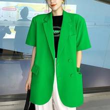 Женский двубортный пиджак, свободный однотонный офисный пиджак с коротким рукавом, в Корейском стиле, новинка на лето 2024 - купить недорого