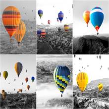 GATYZTORY DIY Oil Painting By Numbers Landscape Kits Canvas HandPainted Gift Pictures Hot Air Balloon Black And White Scenery Ho 2024 - buy cheap