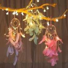 LED Home Decoration Dream Catcher Handmade Feather LED Night Light For Bedroom Car Wall Hanging Decoration 2024 - buy cheap