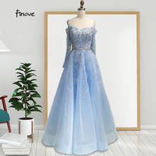 Finove 2021 Light Blue Luxury A-Line Evening Dresses Gowns 2021 Beading Spaghetti Strap Sexy For Women Party 2024 - buy cheap