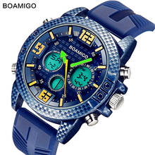 Boamigo relógio masculino azul à prova d'água, relógio digital esportivo de quartzo com cronógrafo para natação para homens 2024 - compre barato
