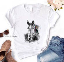 Camiseta básica con estampado de amantes de los caballos para mujer, camiseta divertida informal prémium, regalo para mujer, camiseta para chica Yong 2024 - compra barato