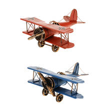 Avião retrô decorativo de metal, mini avião decorativo vintage, modelo de suspensão, ferro forjado, brinquedo de avião 2024 - compre barato