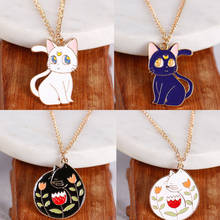 Fashion Lady Necklace Lady Dripping Oil Animal Cat Pendant Cartoon Shape Black And White Alloy Animal Pendant Girl Birthday Gift 2024 - buy cheap