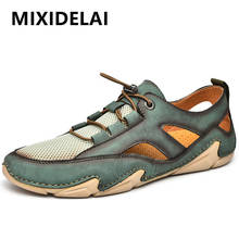 Sandalias cómodas de verano para hombre, zapatos planos hechos a mano, de malla transpirable, para exteriores, a la moda, talla grande 48 2024 - compra barato