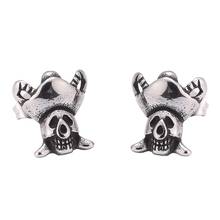 1 Pair Fashion Unisex Punk Rock Stainless Steel Men Women Ear Stud Earrings Pirate Skeleton Skull Earrings Silver Color SP0677 2024 - buy cheap