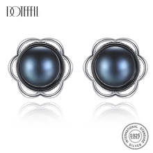 DOTEFFIL New 8MM Pearl 925 Silver Stud Earring Genuine Natural Freshwater Pearl Earrings For Women Gift Luxury Jewelry Hot Sale 2024 - buy cheap
