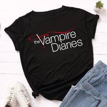 Harajuku-Camiseta de manga corta para hombre y mujer, camisa informal de manga corta con estampado de Vampire Diaries, de gran tamaño, para verano 2024 - compra barato