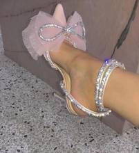 Moraima-zapatos de tacón alto con nudo de mariposa para mujer, calzado Sexy de encaje con punta puntiaguda, para fiesta, boda 2024 - compra barato