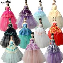 10 pçs/lote boneca roupas para barbie boneca roupa formal vestidos de noite roupas para barbie boneca vestido de festa 1/6 boneca acessórios brinquedo 2024 - compre barato
