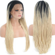 Peruca carisma ombré loira, cabelo natural, sintético, laço frontal, com caixa de cabelo de bebê, trançada, perucas para mulheres, densidade 180 2024 - compre barato