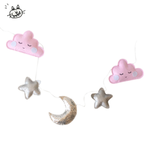 Decoración nórdica para habitación de niños, adornos colgantes de estrellas, Luna, nubes, arcoíris, gotas de agua, cuerda para tienda de campaña 2024 - compra barato