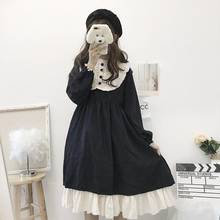 Vestido negro holgado de manga larga para mujer, ropa de sirvienta, estilo Lolita, MAGOGO 2024 - compra barato