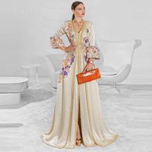 Colorful Embroidery Moroccan Caftan Kaftan Evening Dresses 2020 Elegant Long Sleeve Plus Size A-line Formal Gowns 2024 - buy cheap