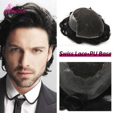 K.S WIGS Q6 Swiss Lace Men Toupee Swiss Lace Front 130% Density Remy Hair Replacement System Durable Natural Hair Wig For Men 2024 - buy cheap