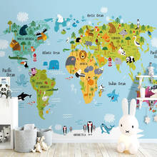 3D обои мультфильм Животные карта мира фото настенные фрески детская комната ПВХ самоклеящиеся водонепроницаемые наклейки домашний декор плакат 2024 - купить недорого