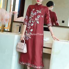 2022 chinese flower embroidery dress for woman vintage oriental chinese qipao cheongsams wedding clothing elegant qipao dress 2024 - buy cheap