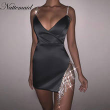 NATTEMAID Summer Black Tassel Chain Party Dresses Women Bodycon Spaghetti Strap  Sexy Dress Club Elegant Mini Dress Vestidos 2024 - buy cheap