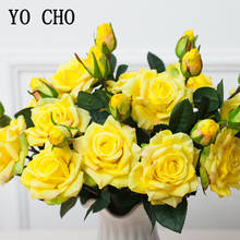 YO CHO-flores artificiales de seda rosa para jarrones, decoración del hogar, flores falsas blancas, decoración de fiesta de boda, rama de Navidad Flore 2024 - compra barato