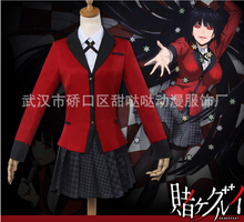 Kakeguru cos Jabami Yumeko JK School Uniform Woman Cosplay Costume anime cosplay Cartoon full set Coat + top + skirt 2024 - buy cheap