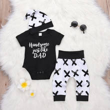 Комплект одежды из 3 предметов для малышей 0-24 месяцев, хлопковые топы, детский комбинезон, штаны, леггинсы, одежда для маленьких мальчиков, одежда для новорожденных 2024 - купить недорого