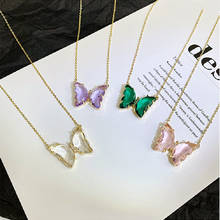 Colar de borboleta bonito coreano para as mulheres cor do ouro longo corrente pingente colar declaração moda charme jóias presentes 2024 - compre barato