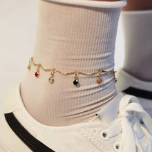 Цепочка на ногу Женская, с кристаллами, золотого цвета 2024 - купить недорого