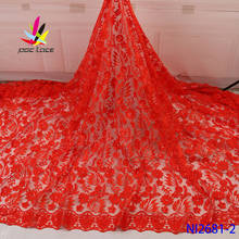 Вышитые Тюль сетка кружева красная ткань с блестками, африканская нигерийский дизайн стиль Французский Высокое качество последние 2020 вечерние платья 2024 - купить недорого