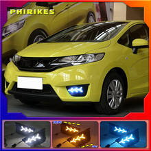 2 Pcs DRL fog lamp cover Daytime Running Lights with turn signal 12V Daylight For Honda Jazz Fit 2014 2015 2016 2024 - buy cheap